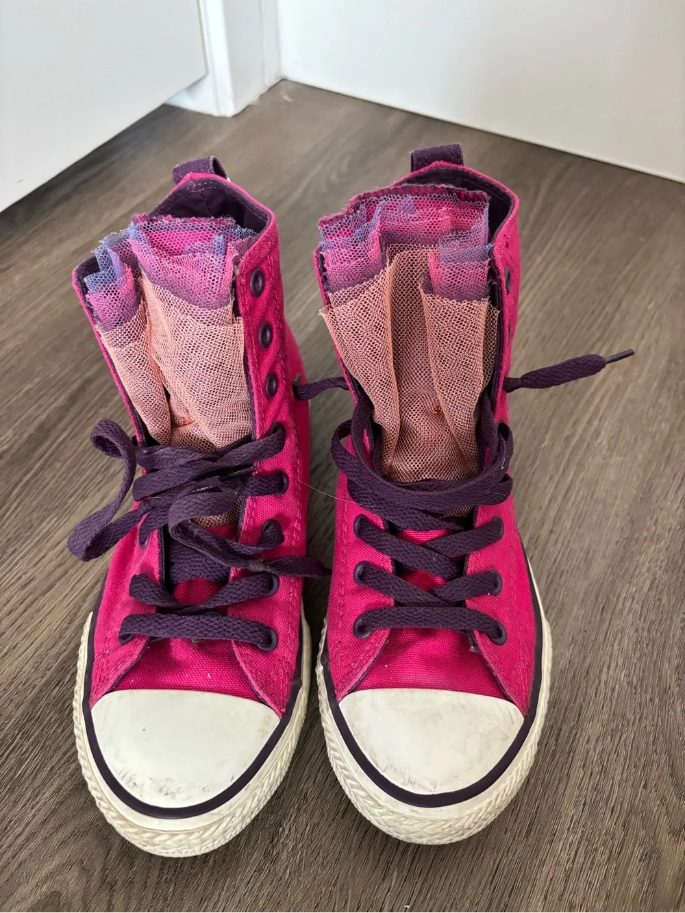 Converse All Star Chuck Taylor Purple/Pink High-Top Tutu Tulle Ruffle Sneakers